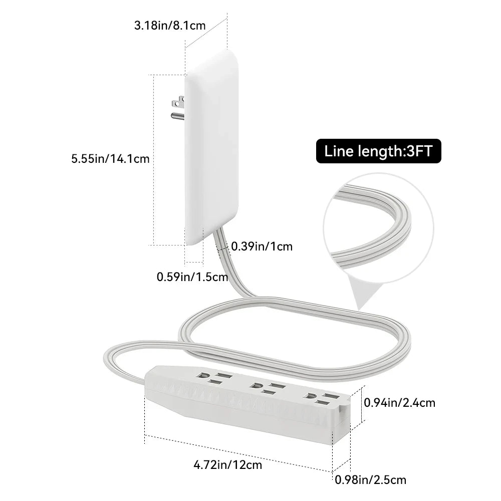 Flat-Face Outlet Extender with Cord